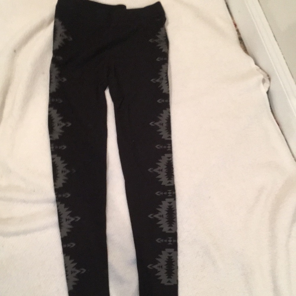 Pink, Victoria’s Secret, Black leggings with Native American print